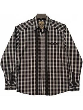 Black Hearts Brigade Long Sleeve Plaid Button Down "Suspenders" Mens XXL Black